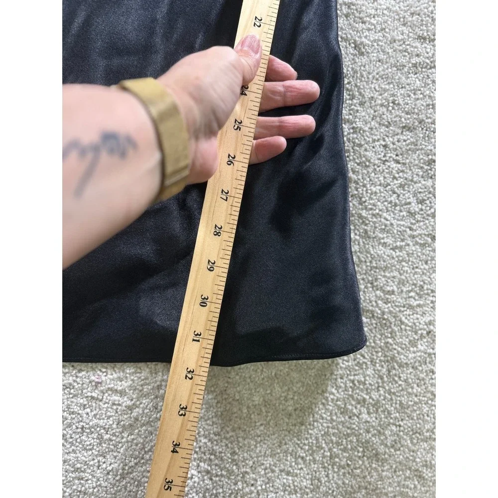 Vertifirmex Women's Black Satin Slip Dress Medium Grunge Goth Vamp Firty Racy - Picture 3 of 7